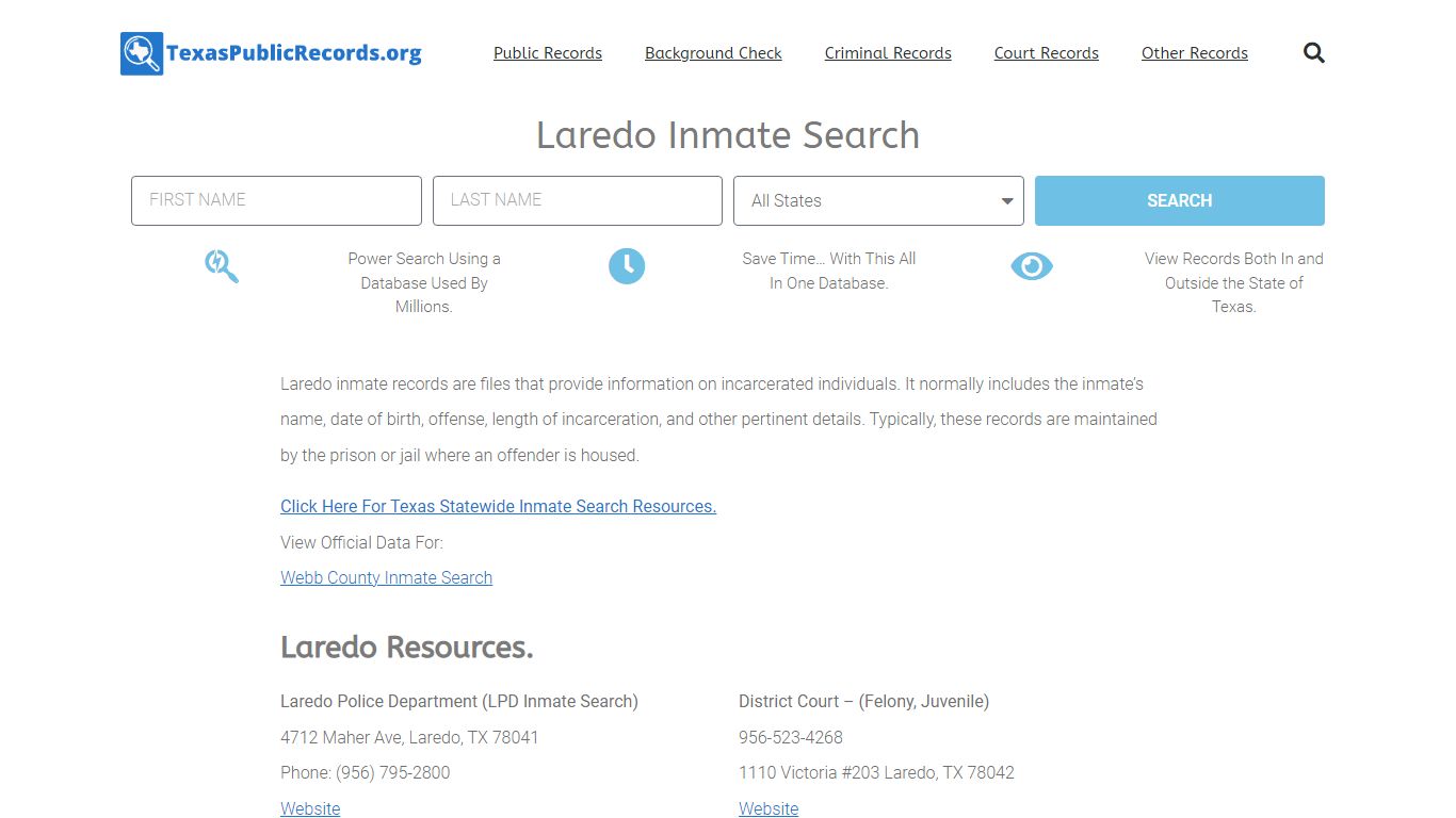 Laredo Inmate Search - LPD Current & Past Jail Records