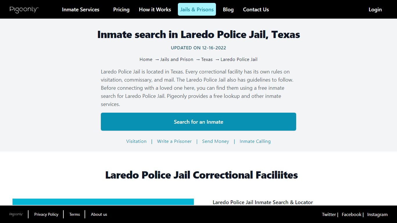 Inmate Search Laredo Police Jail, Texas | Pigeonly
